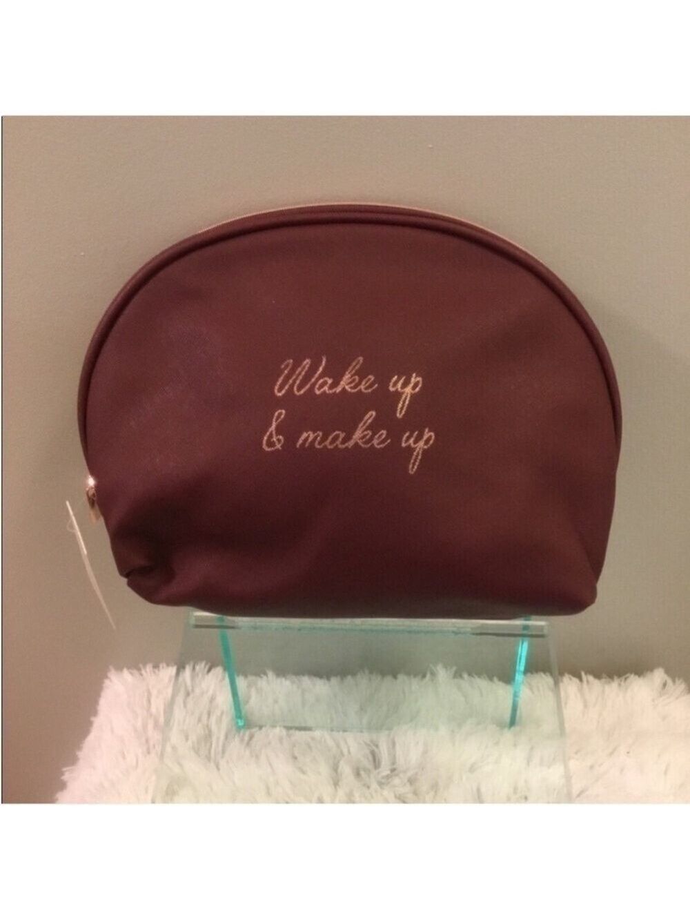 Lauren Conrad Wake Up & Make Up cosmetic bag Woman maroon & rose gold